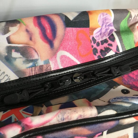 Reebok Weekender Duffle Travel Bag Collage Print Polka Dot Lining 19" Like New - Picture 11 of 16